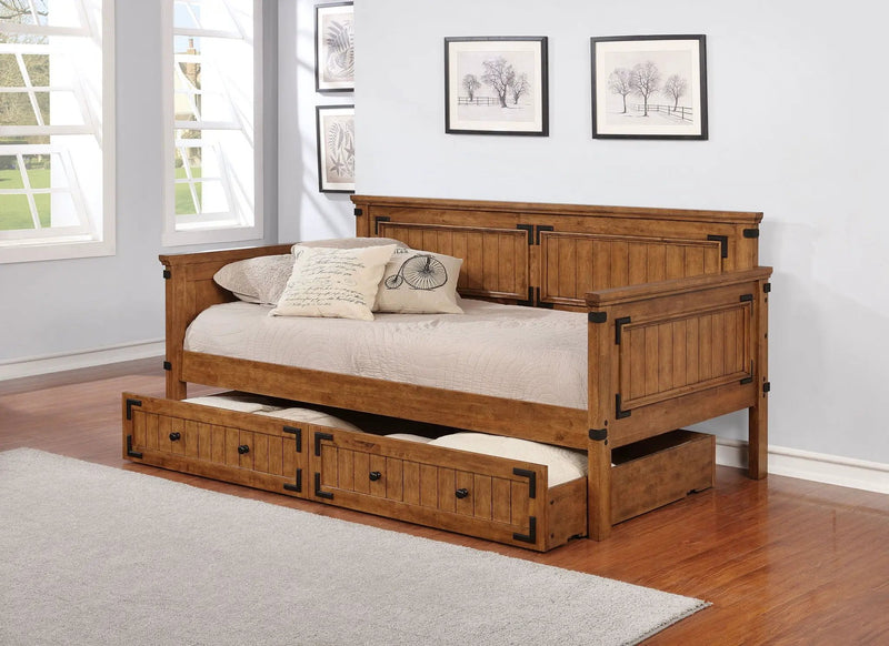 Oakdale Wood Twin Daybed with Trundle Rustic Honey by Unique Piece Furniture