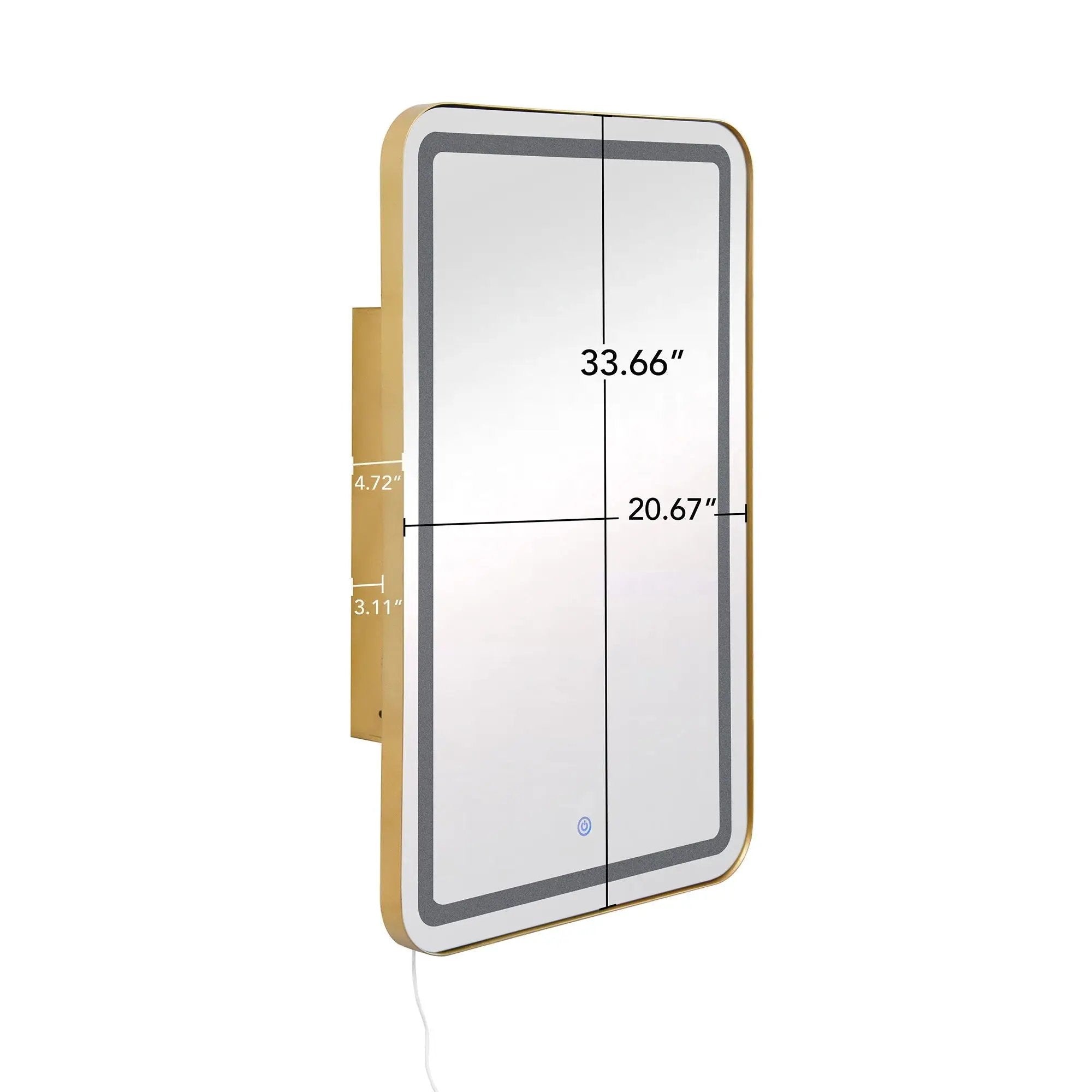Rectangle Medicine Cabinet Mirror Bathroom Mirror With Storage Wall Mounted Medicine Mirror Cabinet With LED - Gold by HouseOfZazla
