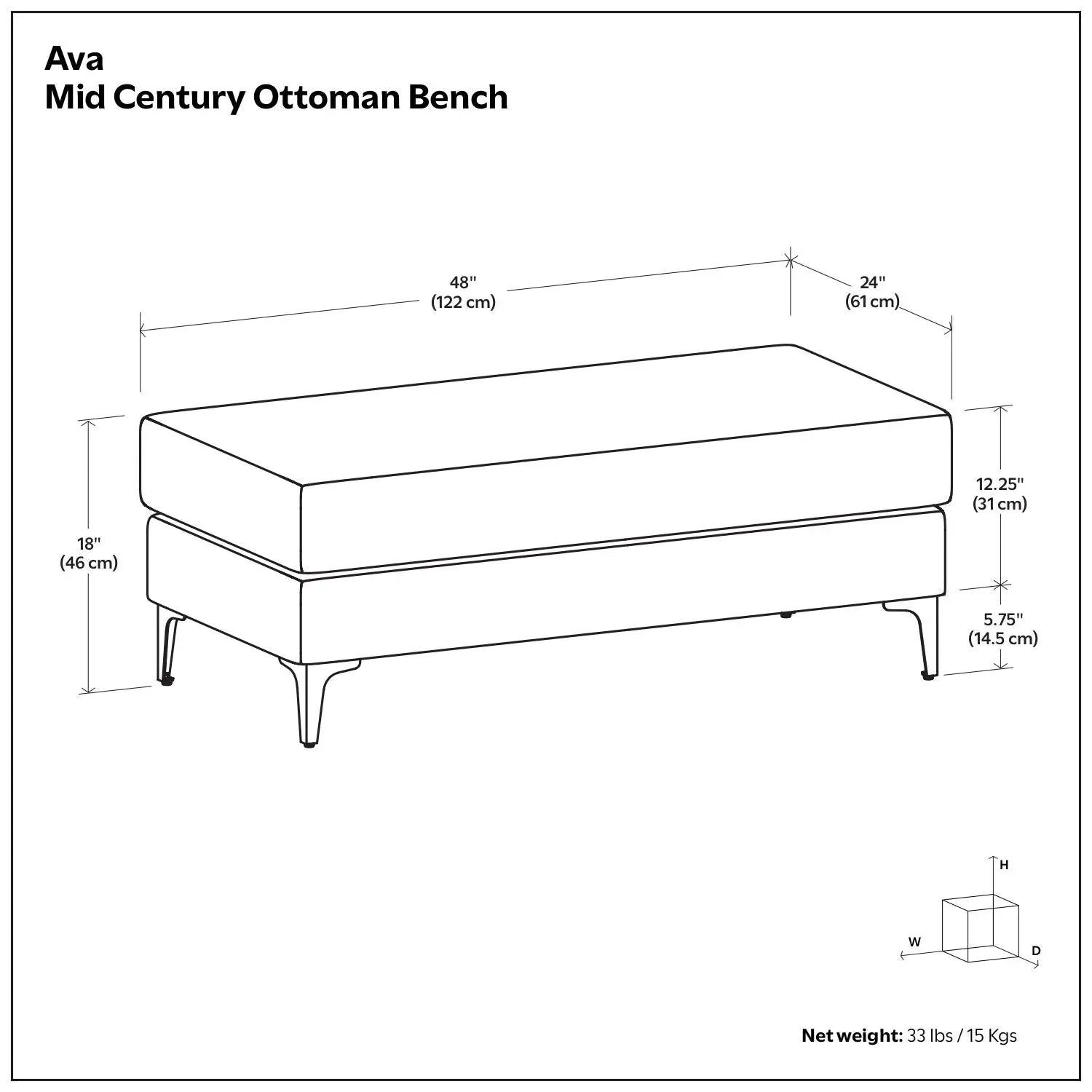 Ava - Versatile Mid Century Ottoman by Unique Piece Furniture