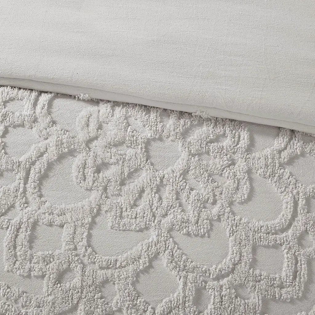 King/Cal King Tufted Cotton Chenille Medallion Duvet Cover Set by HouseOfZazla