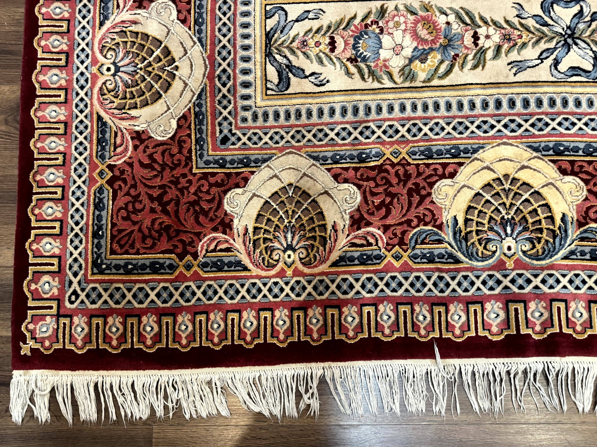 Wonderful Aubusson Rug 10x14, Red Maroon, Elegant, Fine 200 KPSI by Jewel Rugs