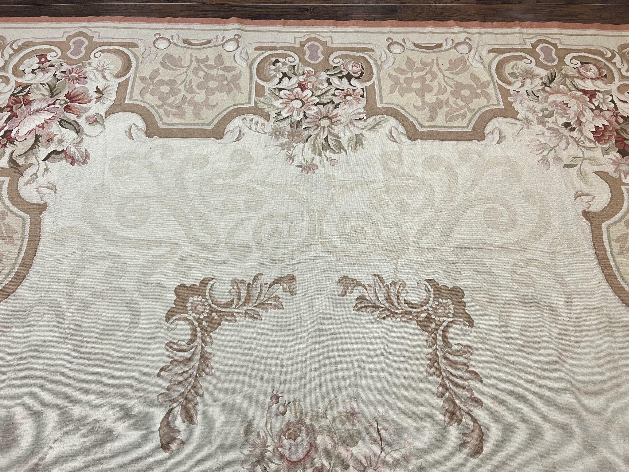 10x14 Aubusson Rug, Wool Handmade Vintage Carpet, French European Design, Elegant by Jewel Rugs