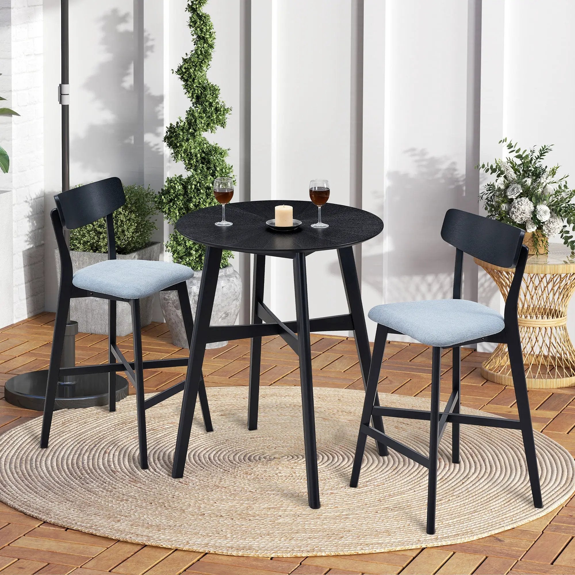 Wooden Bar Chairs Set of 2, Modern Soft Upholstered Kitchen Island Chairs by HouseOfZazla