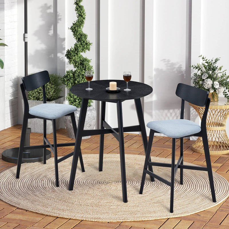 Wooden Bar Chairs Set of 2, Modern Soft Upholstered Kitchen Island Chairs by HouseOfZazla
