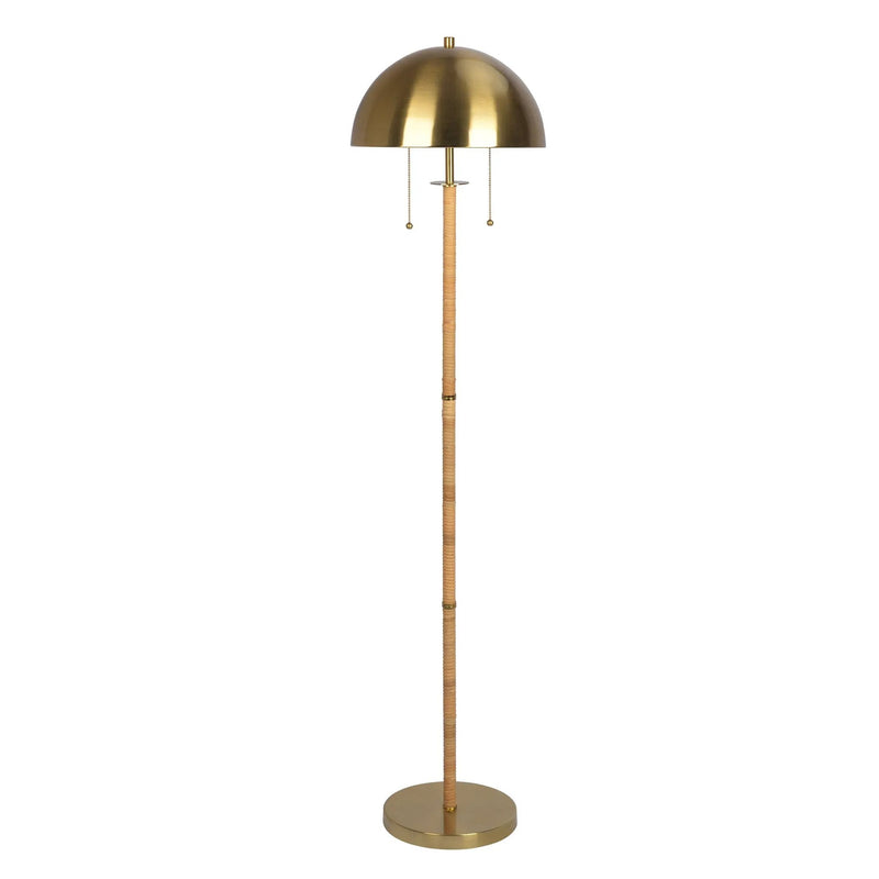 Allure - 2 Light Floor Lamp, Gold, Natural Tube, Double On / Off Pull Chain - Gold / Rattan by Unique Piece Furniture