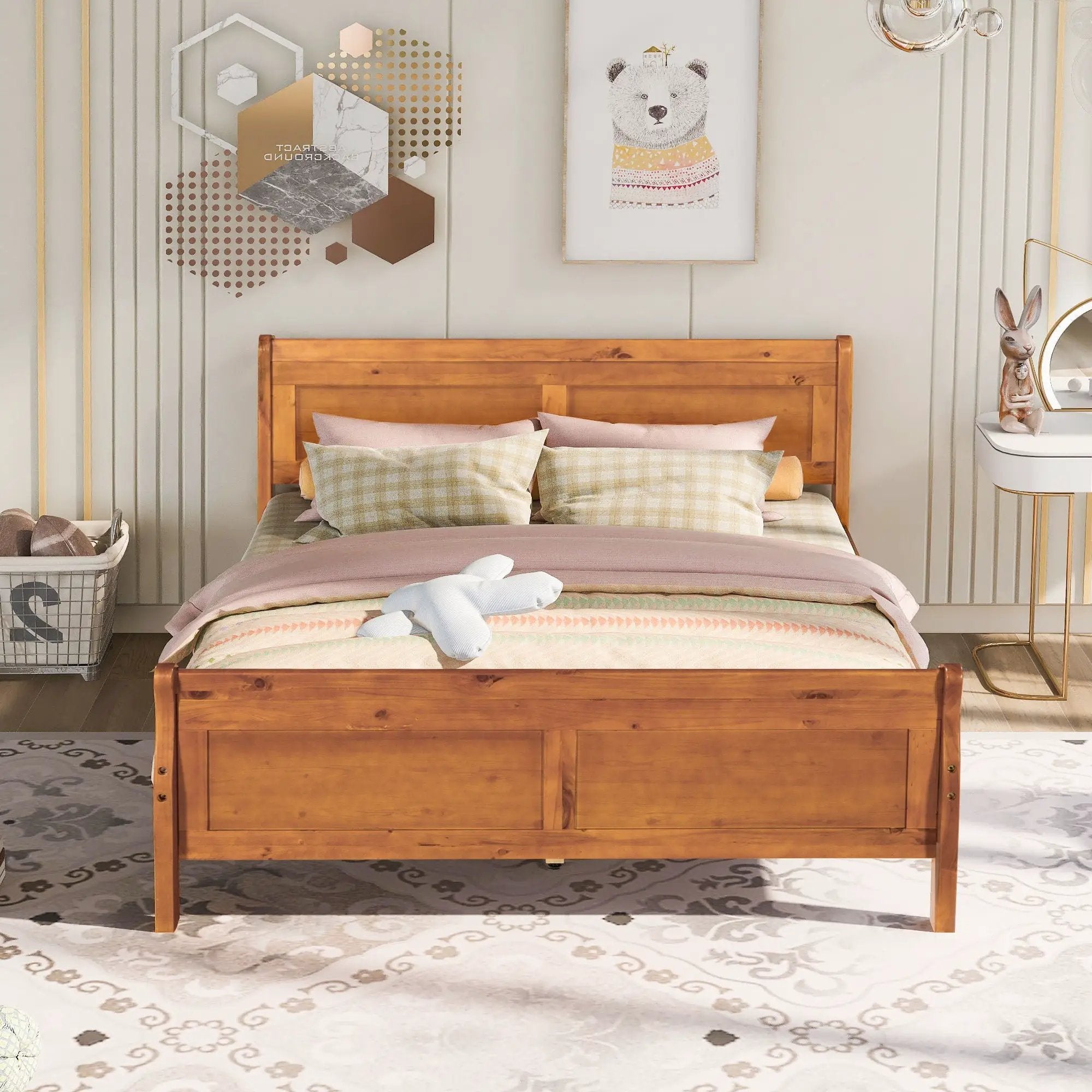 Platform Bed Frame Mattress Foundation Sleigh Bed With Headboard / Footboard / Wood Slat Suppor by HouseOfZazla