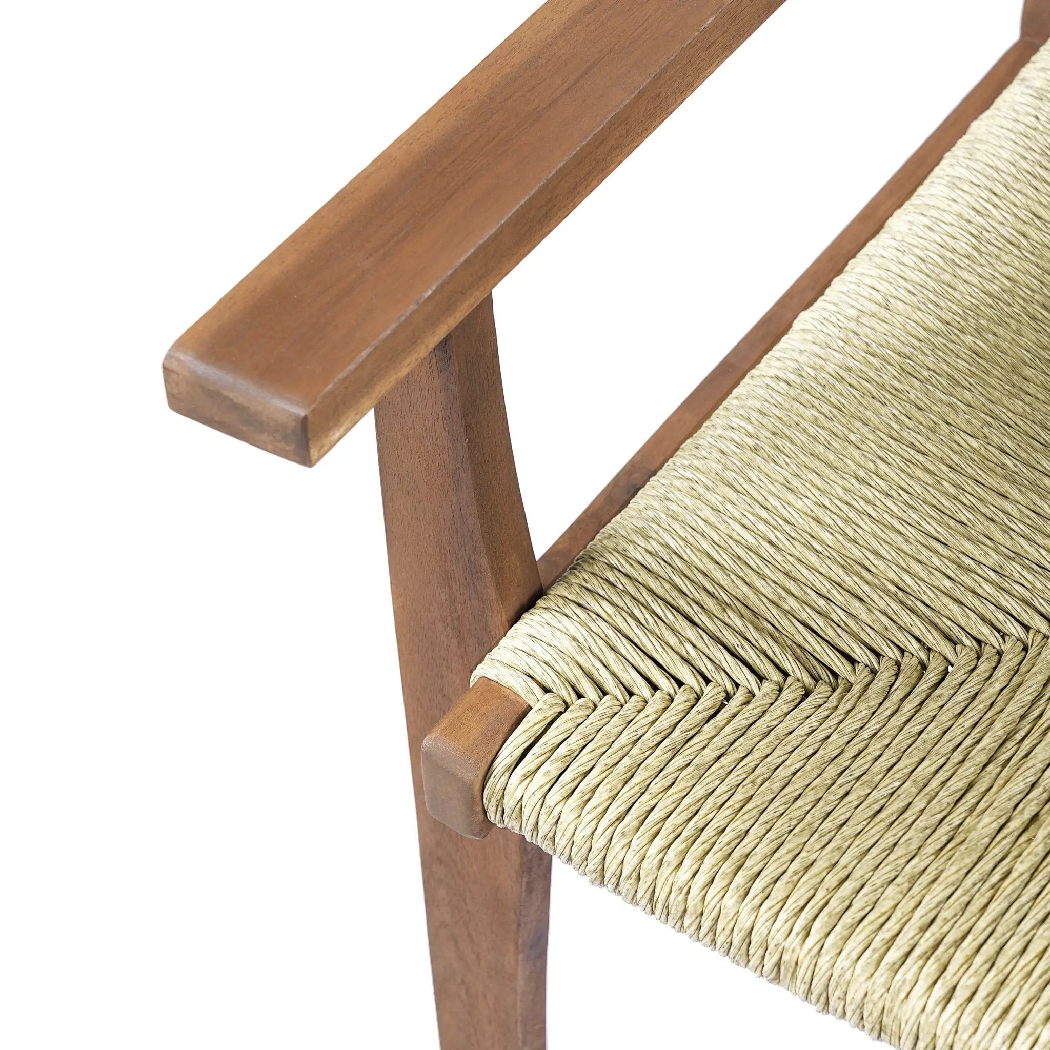 Durable Outdoor Dining Chair with Acacia Wood Frame and Wicker Seat by HouseOfZazla