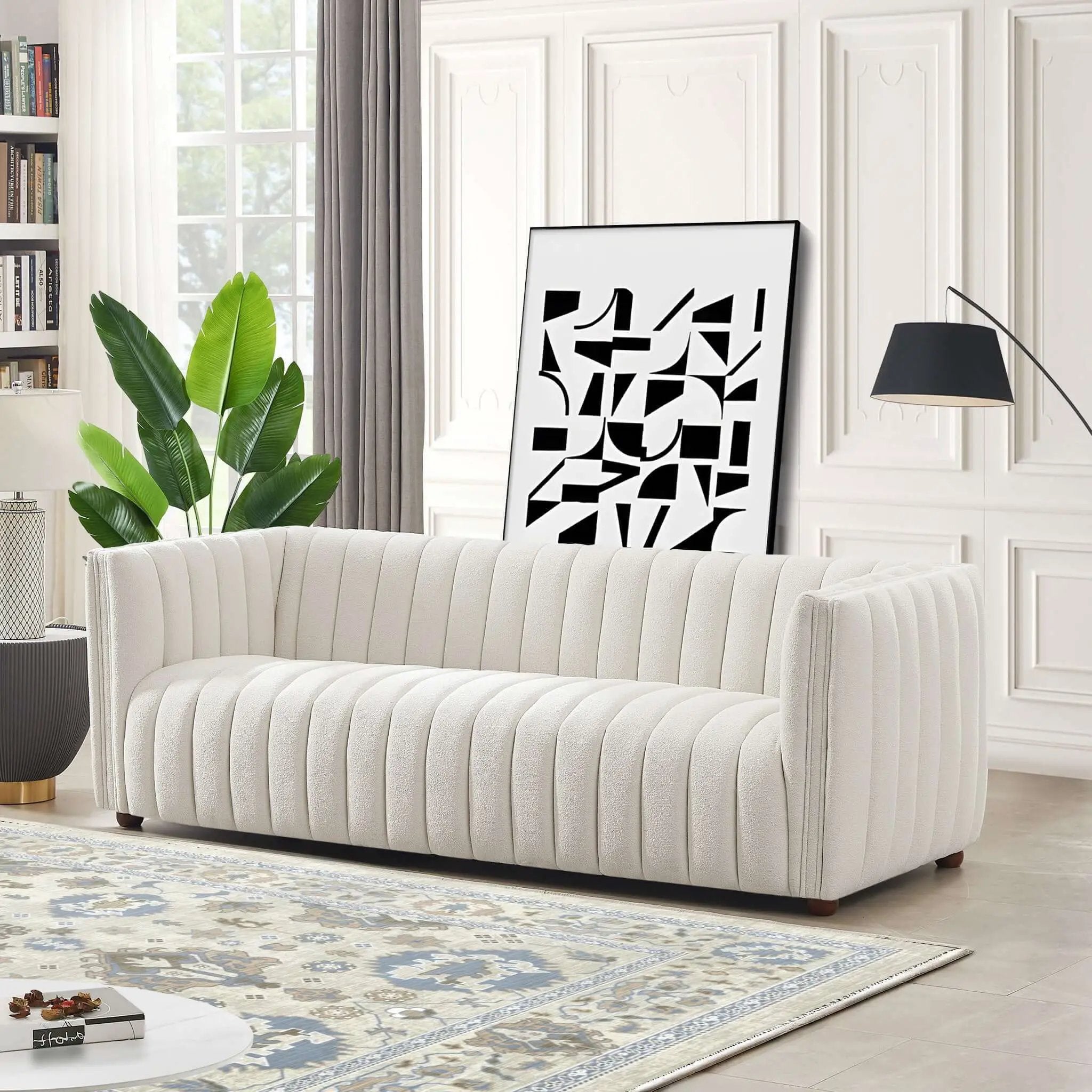April - Mid-Century Modern Luxury Tight Back Boucle Couch by Unique Piece Furniture