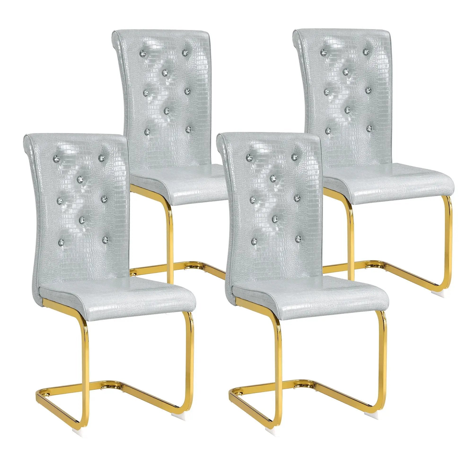 Elegant Design Alligator Skin Upholstered Dining Chairs