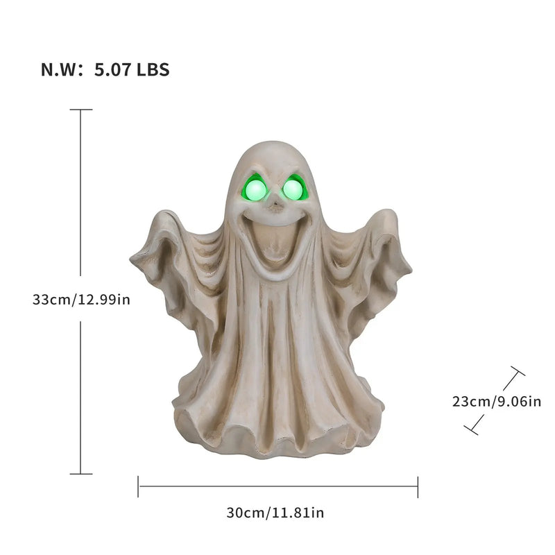 Halloween Ghost Figurine - LED Light Up with Glowing Eyes by HouseOfZazla