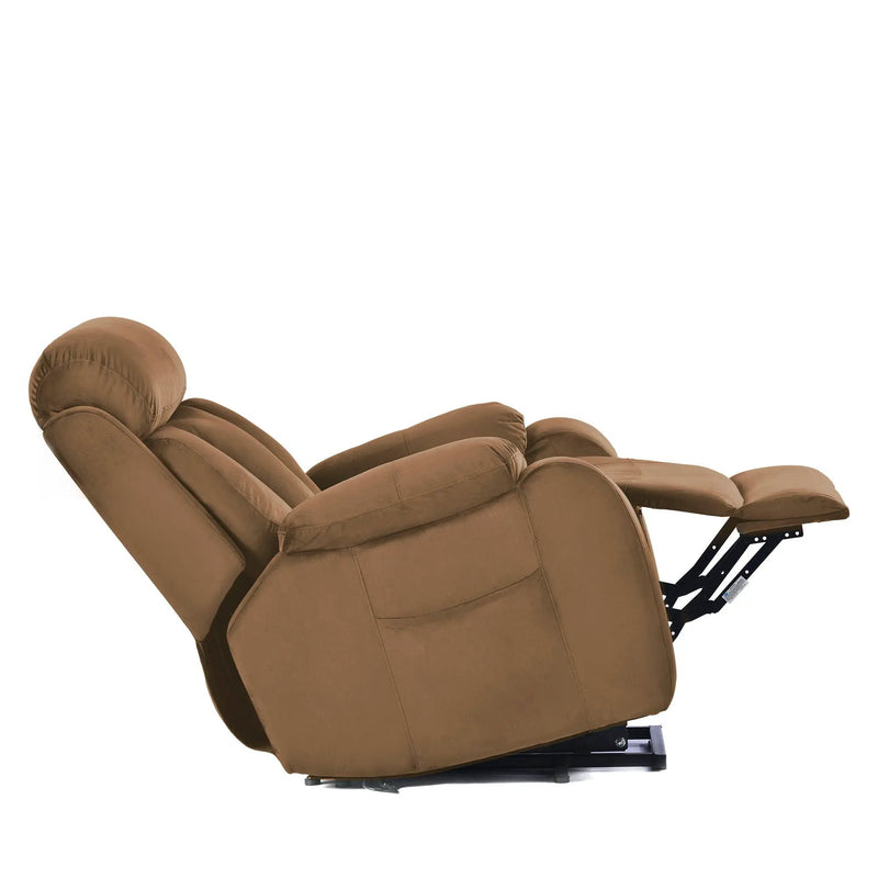 Lift Chair Recliner Power Remote Control Recliner Sofa Relax Soft Chair Anti - Skid Australia Cashmere Fabric Furniture Living Room - Brown by HouseOfZazla