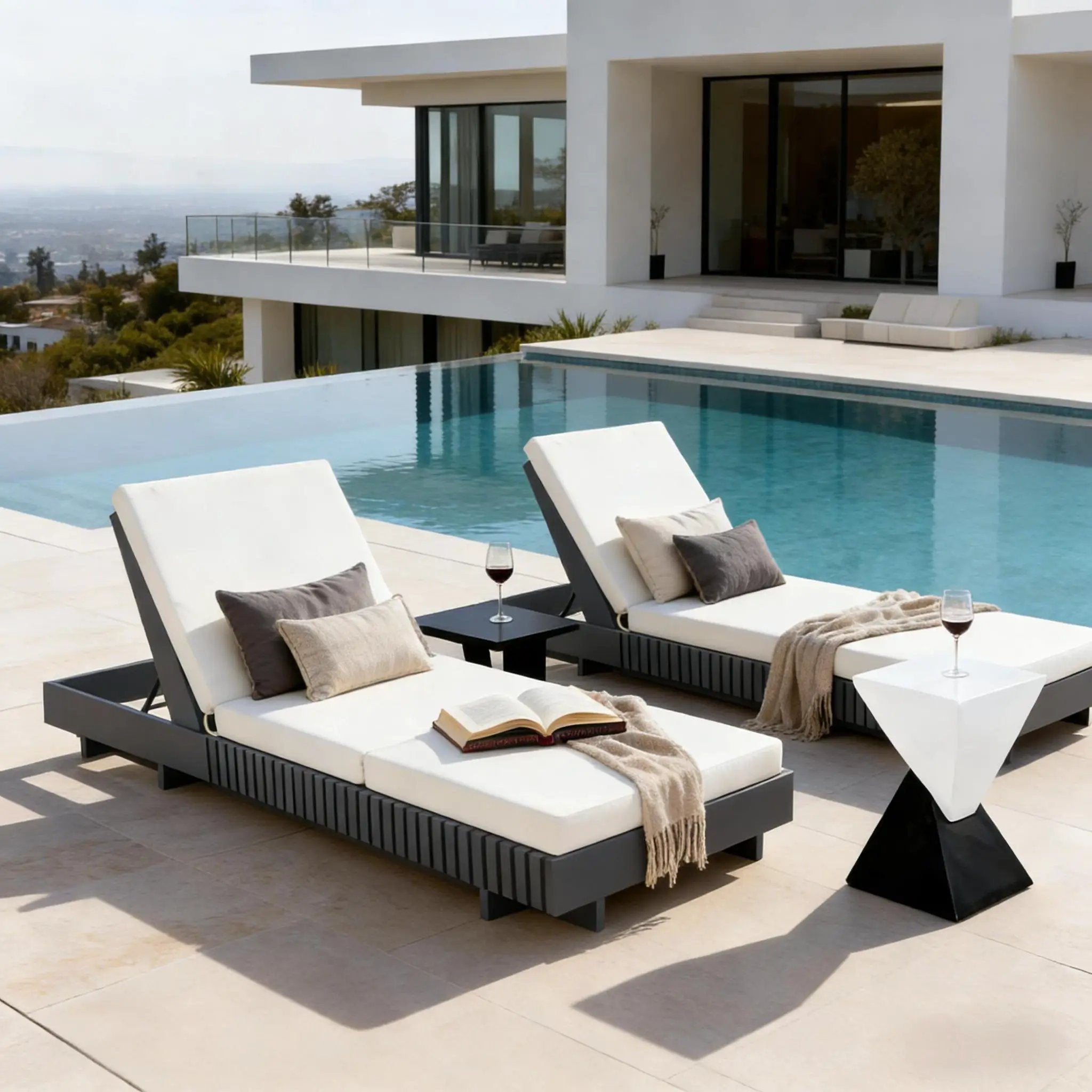 Dark Acacia Wood Chaise Lounge by HouseOfZazla