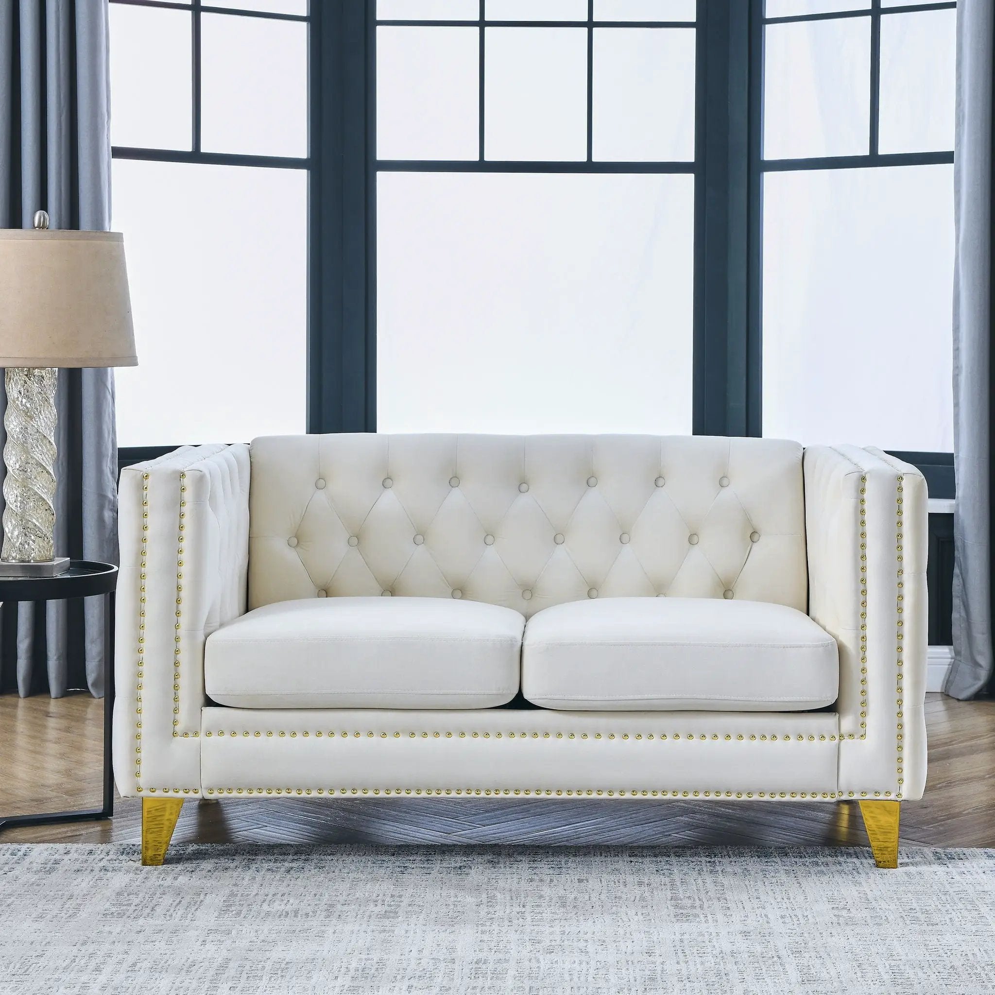 Upholstered Couch Sofa With Button Tufting For Living Room by HouseOfZazla