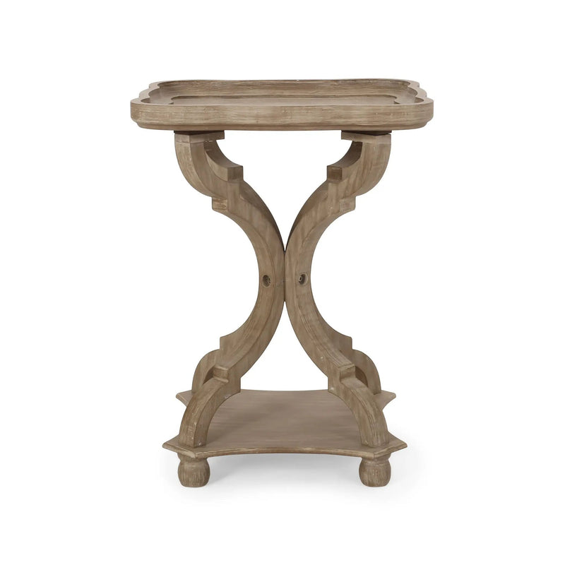 French Country Accent Table With Hourglass Design - Natural by HouseOfZazla