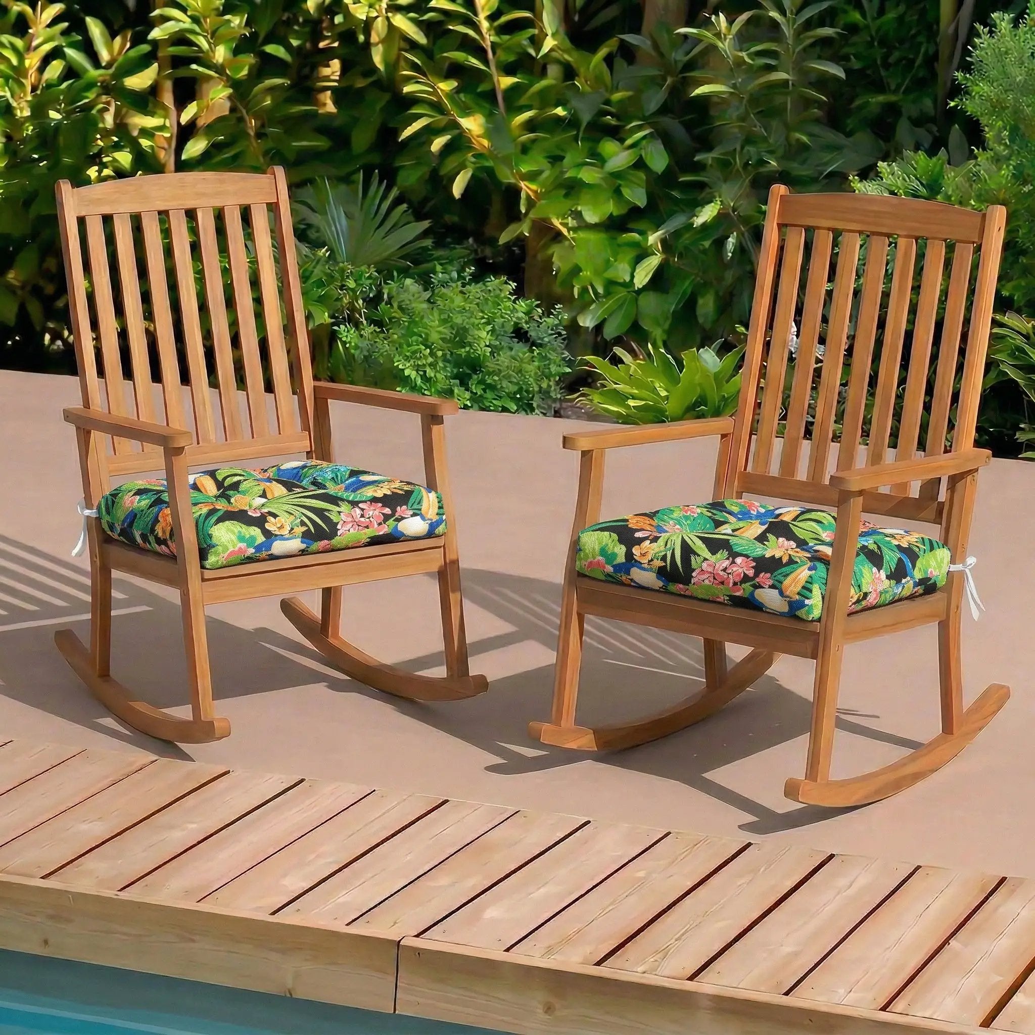 Outdoor Chair Cushions Set of 2, 19 x 19 x 4 Inch Tufted Seat Cushions by HouseOfZazla