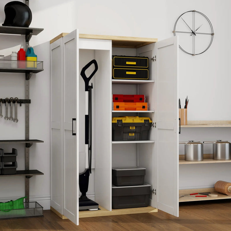 55.1" Tall Wooden Vacuum Storage Cabinet with Adjustable Shelf by HouseOfZazla