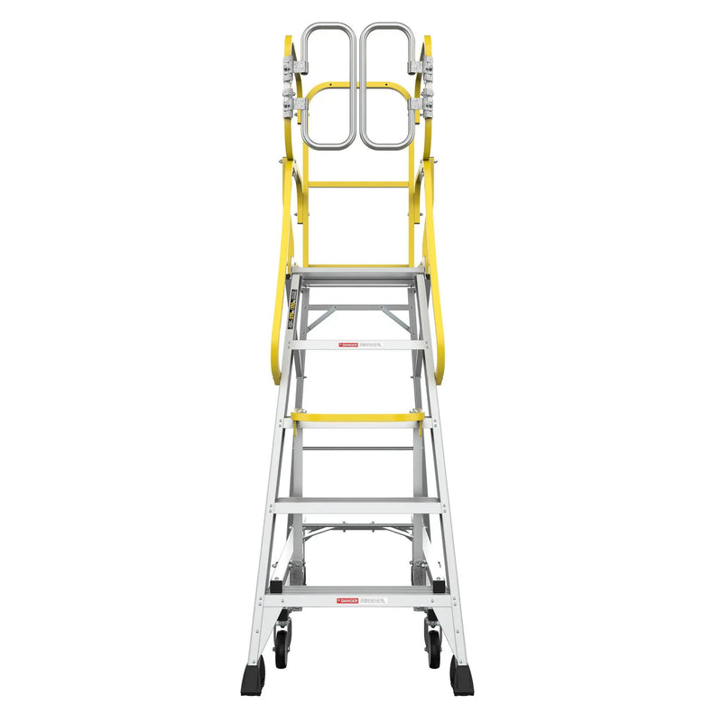 Heavy Duty Aluminum Rolling Platform Ladder with Steps by HouseOfZazla