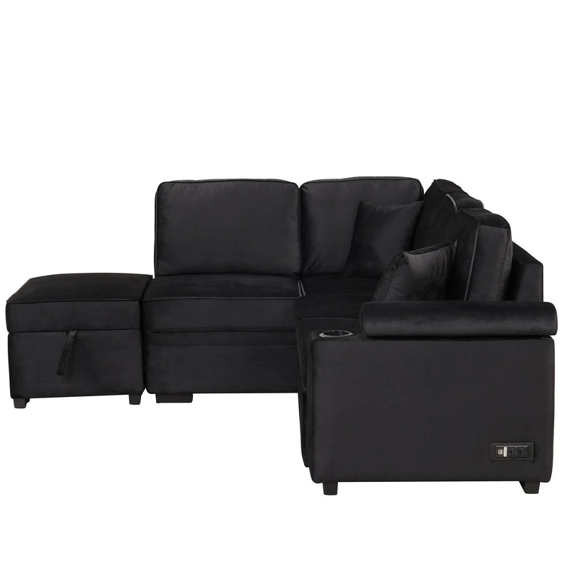 Sleeper Sofa Bed, 2 In 1 Pull Out Sofa Bed L Shape Couch With Storage Ottoman For Living Room, Bedroom Couch And Small Apartment by HouseOfZazla