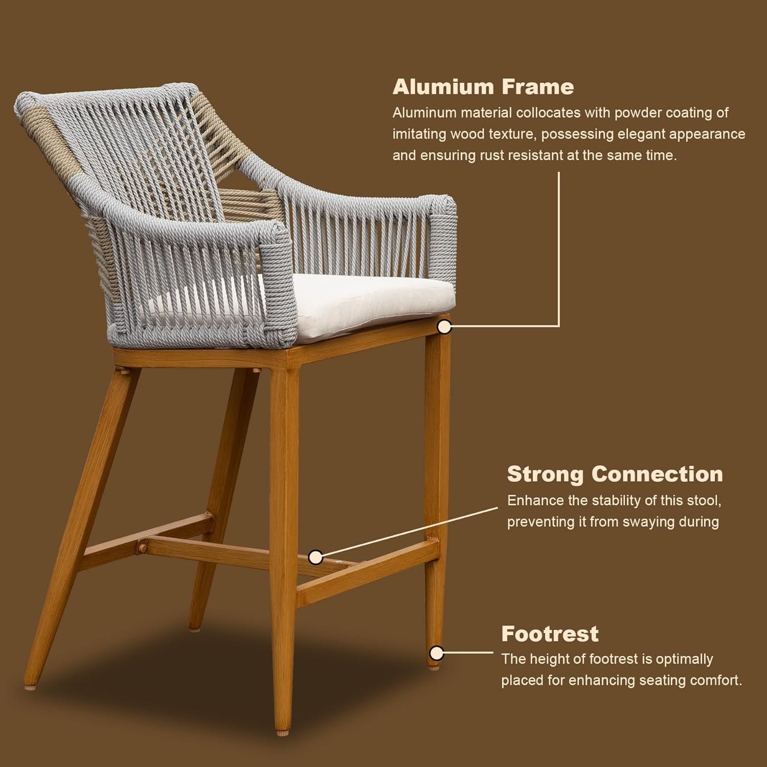 Outdoor Bar Stools Set of 2 with Arm and Backrest by HouseOfZazla
