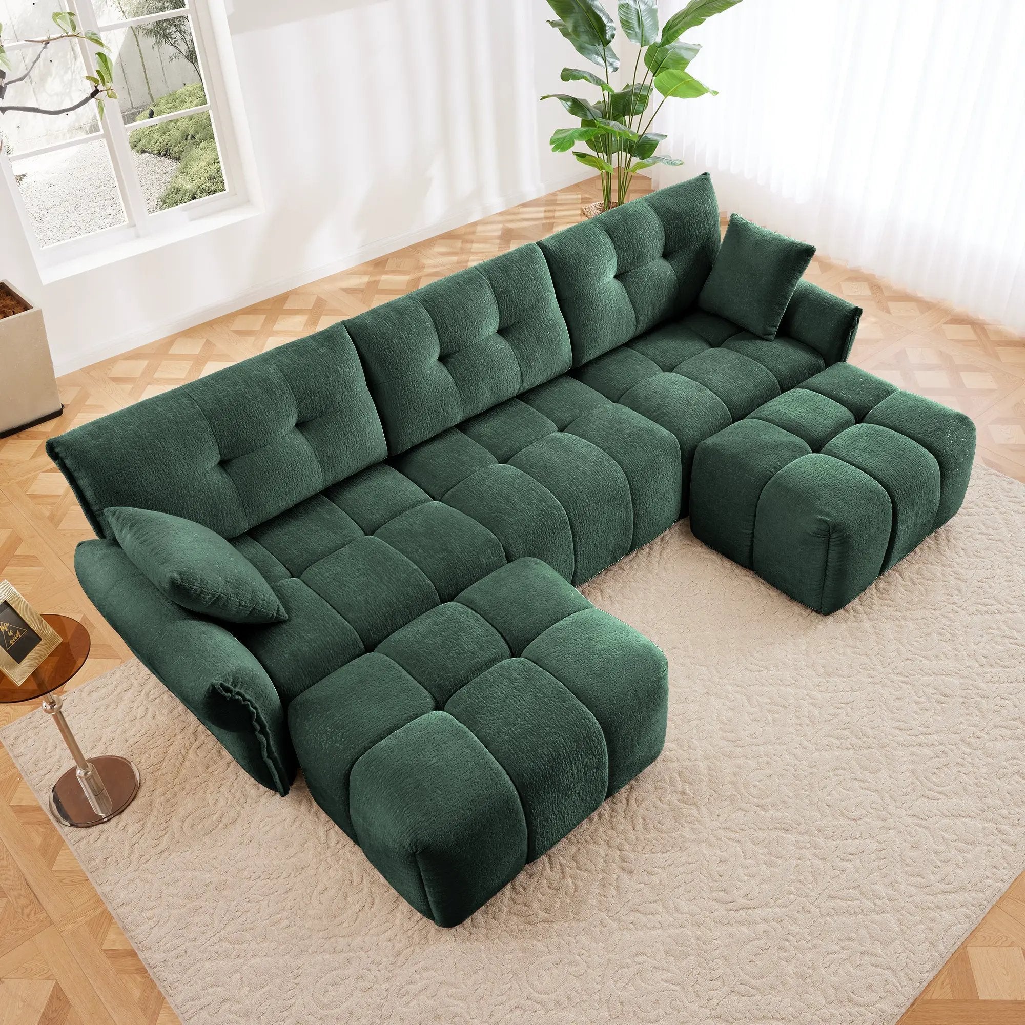 3 Seater Sofa Set With Ottoman And Throw Pillows by HouseOfZazla