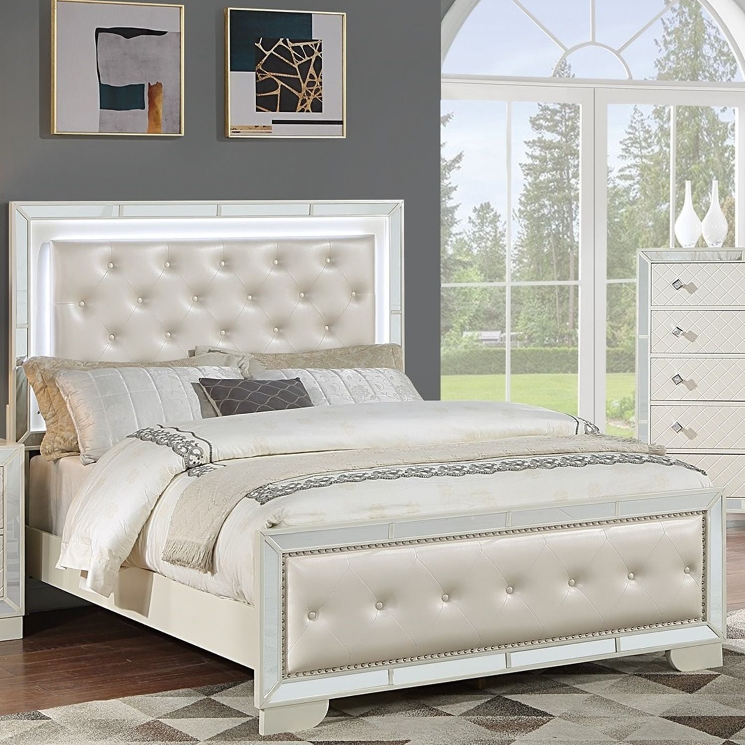 3 Piece Bedroom Set, Bed With LED Lights And 2 Nightstands by HouseOfZazla