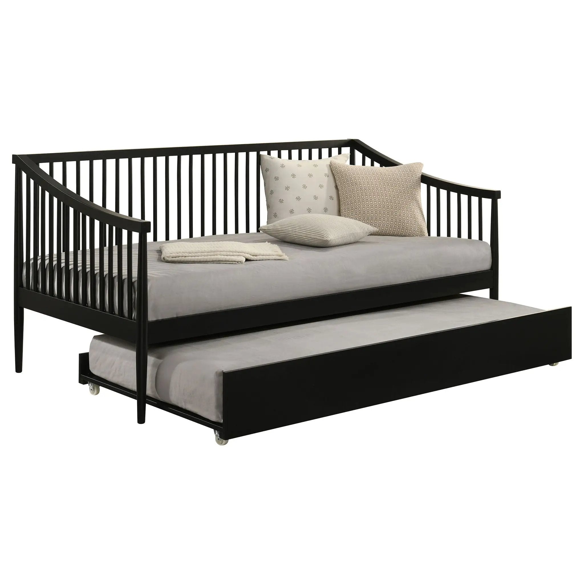 Delgado Windsor Twin Wood Daybed with Trundle Black by Unique Piece Furniture