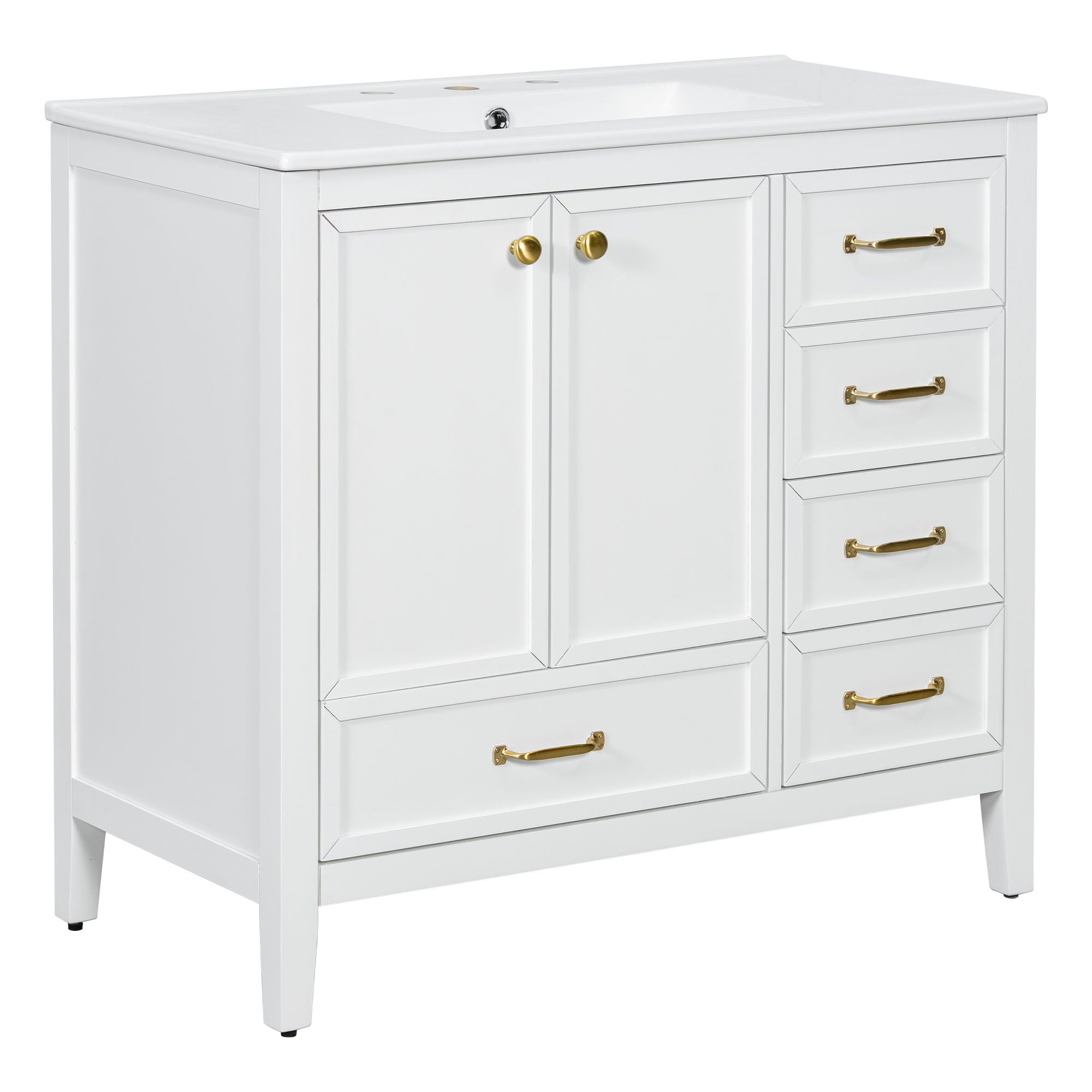 Elegant Vintage Bathroom Vanity With Sink and Soft Closing Drawers by HouseOfZazla