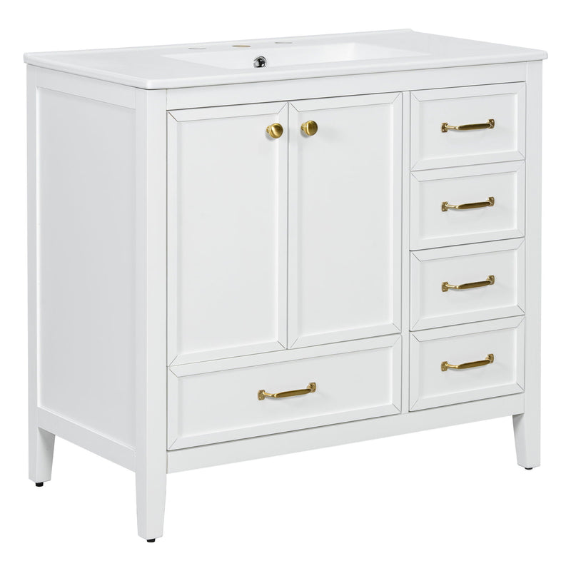 Elegant Vintage Bathroom Vanity With Sink and Soft Closing Drawers by HouseOfZazla