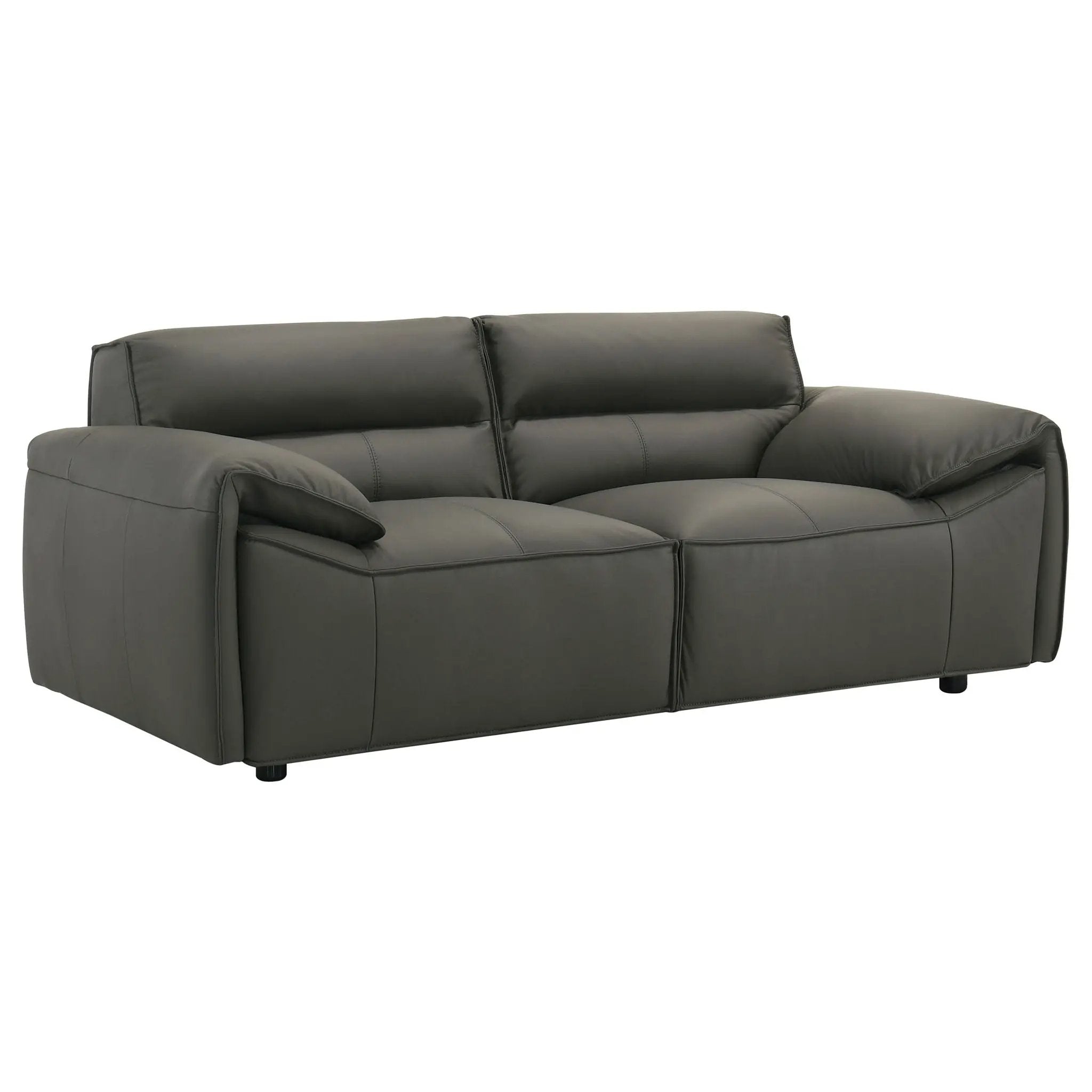 Buxton Top Grain Leather Upholstered Loveseat Graphite by Unique Piece Furniture