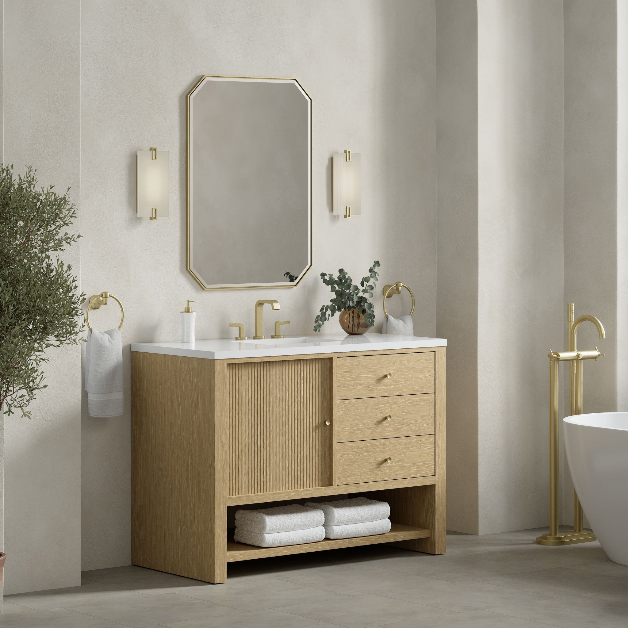 James Martin Marigot 48" Single Bathroom Vanity, Sunwashed Oak, view 28