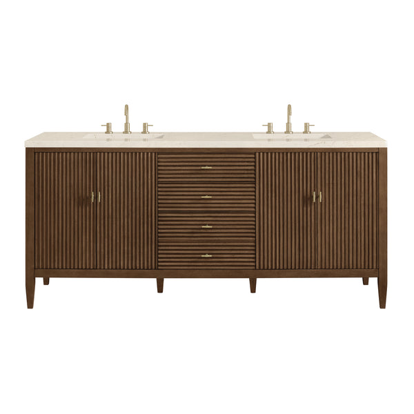 James Martin Myrrin 72" Double Bathroom Vanity, Mid-Century Walnut