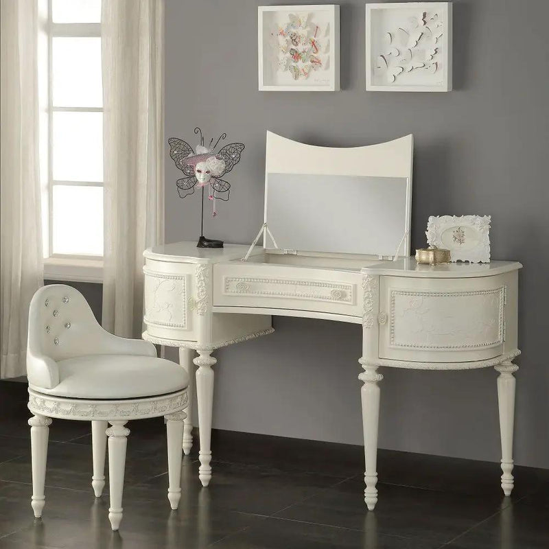 Dorothy - Vanity Desk & Mirror - Ivory by Unique Piece Furniture