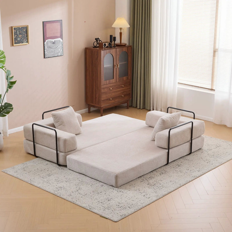 Floor Couch, Convertible Floor Sofa Bed With Pillow Back Support Armrest by HouseOfZazla