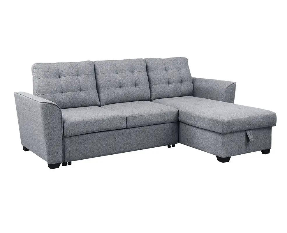 Avery - Sleeper Sectional Sofa With Reversible Storage Chaise - Light Gray by HouseOfZazla