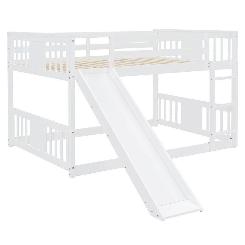 Full Over Full Bunk Bed With Ladder With Slide - White by Unique Piece Furniture