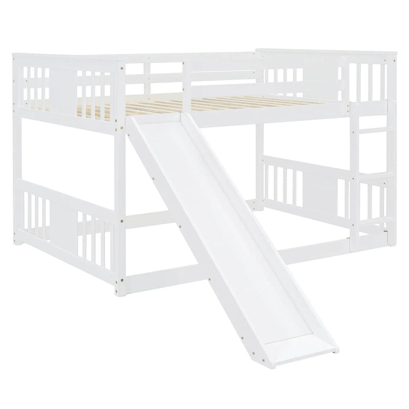 Full Over Full Bunk Bed With Ladder With Slide - White by Unique Piece Furniture