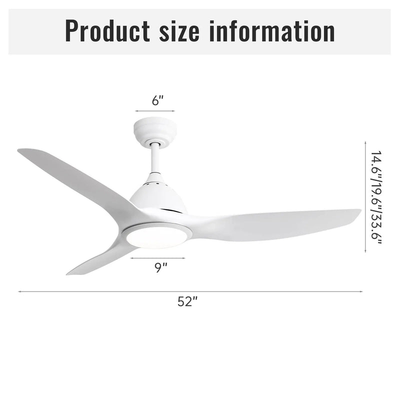 Bredoom Ceiling Fan With Remote Control And LED Light, Blades, Reversible DC Motor For Indoor / Outdoor Use by Unique Piece Furniture