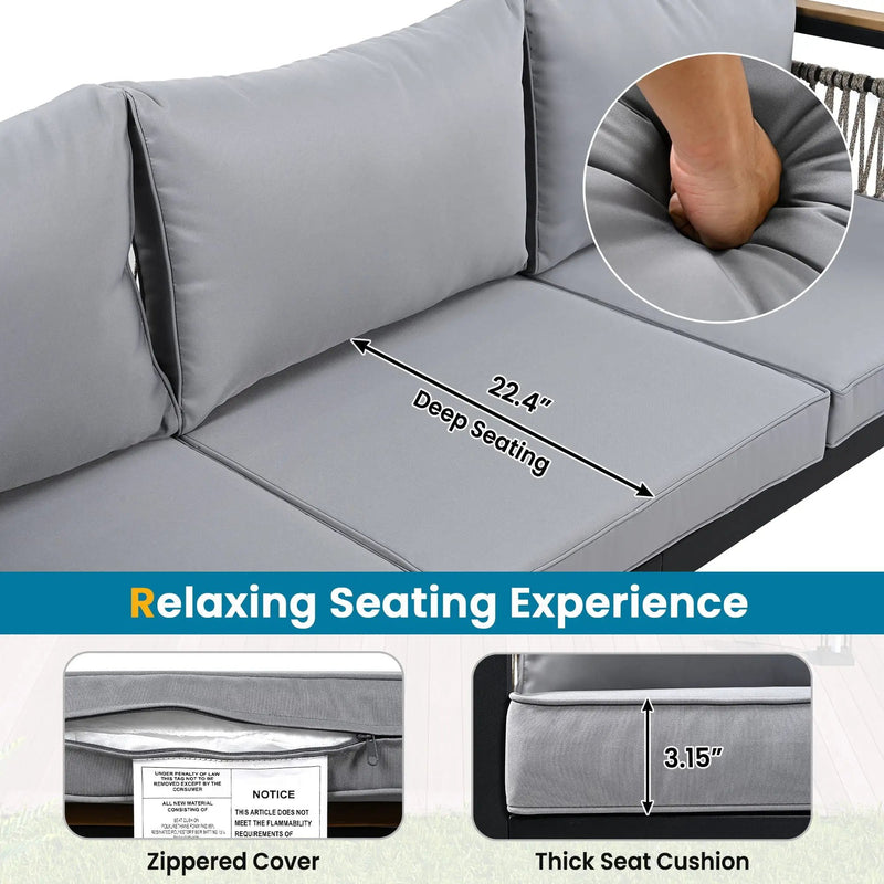 4 Pieces Outdoor Sectional Sofa Set 5 Person Patio Seating Group Outdoor Conversation Set With Cushions And A Coffee Table For Patios by Unique Piece Furniture
