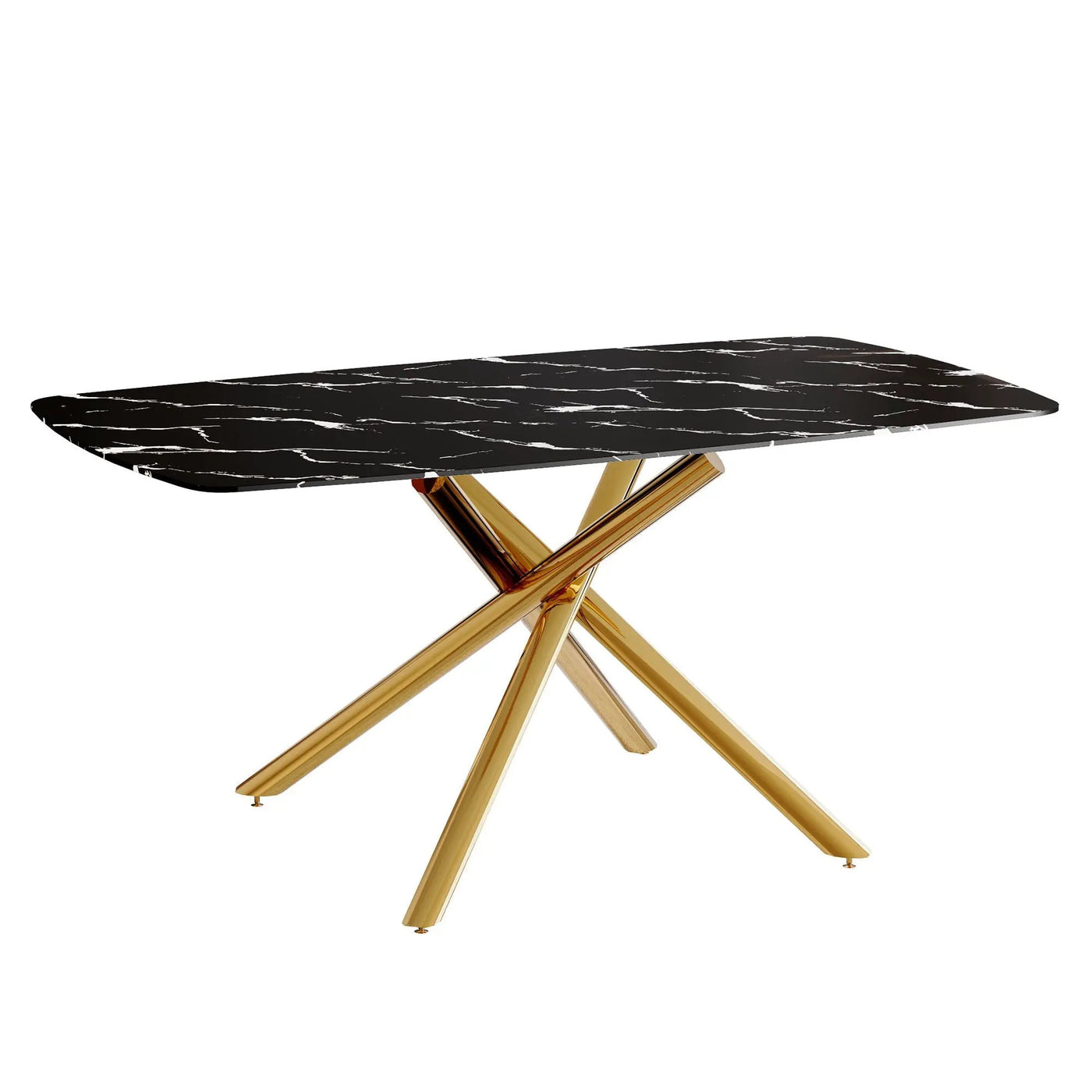 Luxurious Marble Patterned Dining Table With Metal Fork Legs by HouseOfZazla