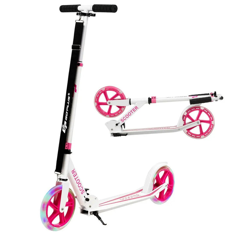 Portable Folding Sports Kick Scooter with LED Wheels-Pink by DirectDeals