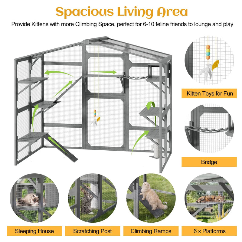 Large Outdoor Catio for 6-10 Cats by HouseOfZazla