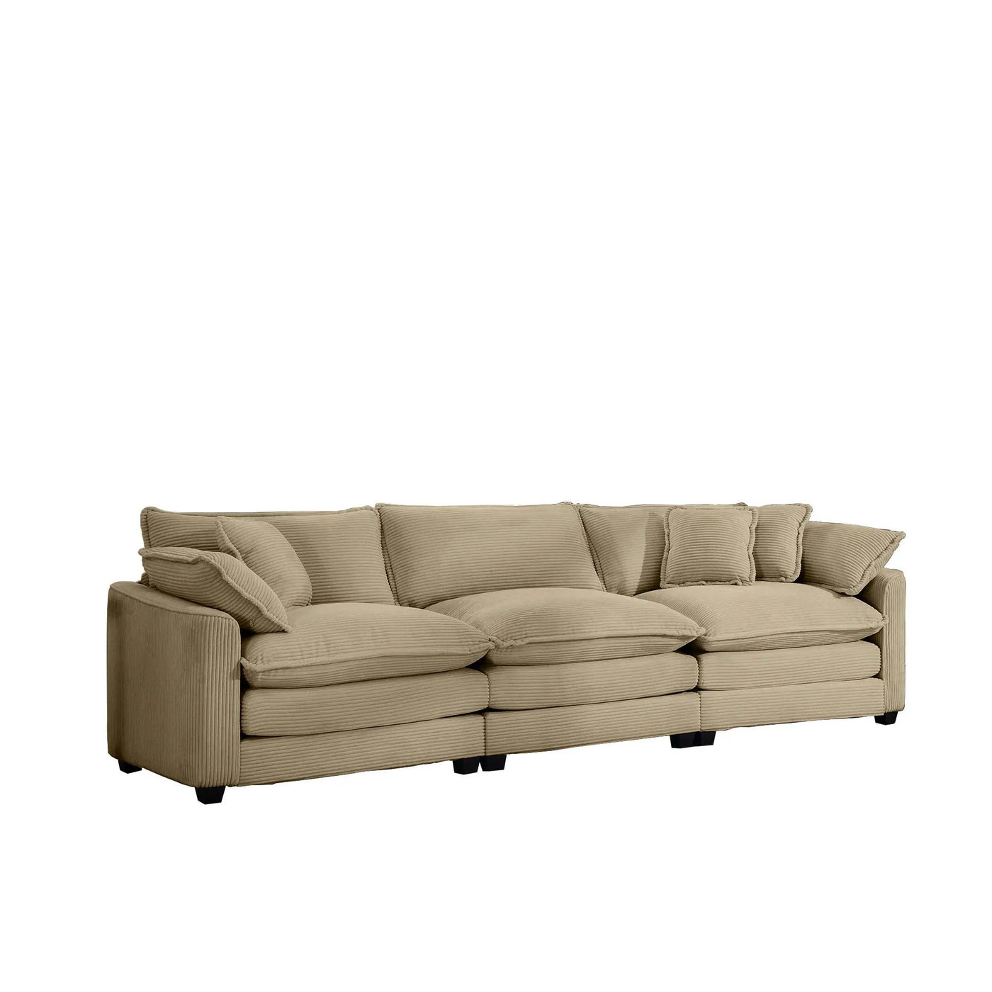 Mid-Century Modern 3 Seater Sectional Sofa With Arm And Throw Pillows by Unique Piece Furniture