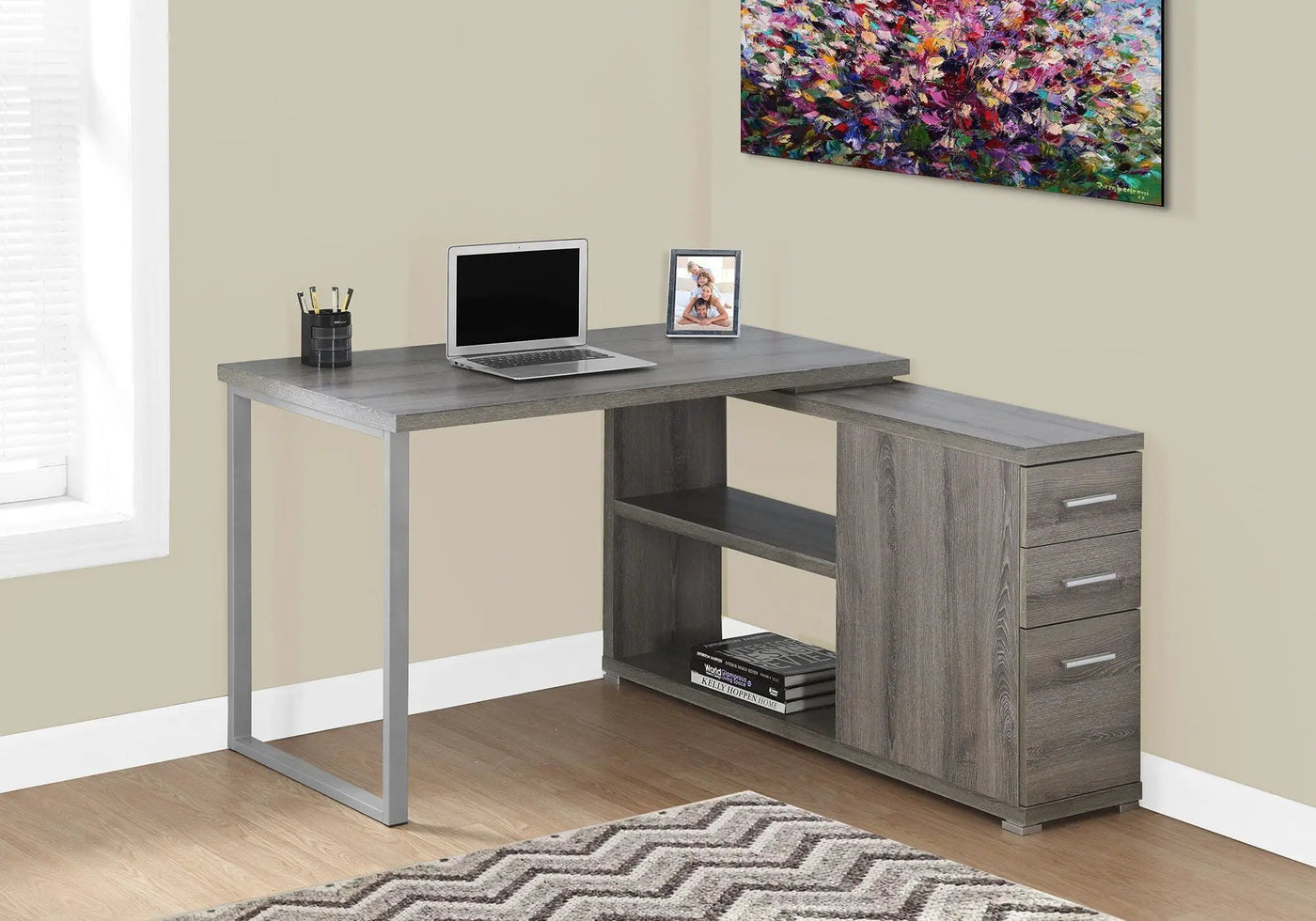 L-Shape Computer Desk with Storage Drawers by HouseOfZazla