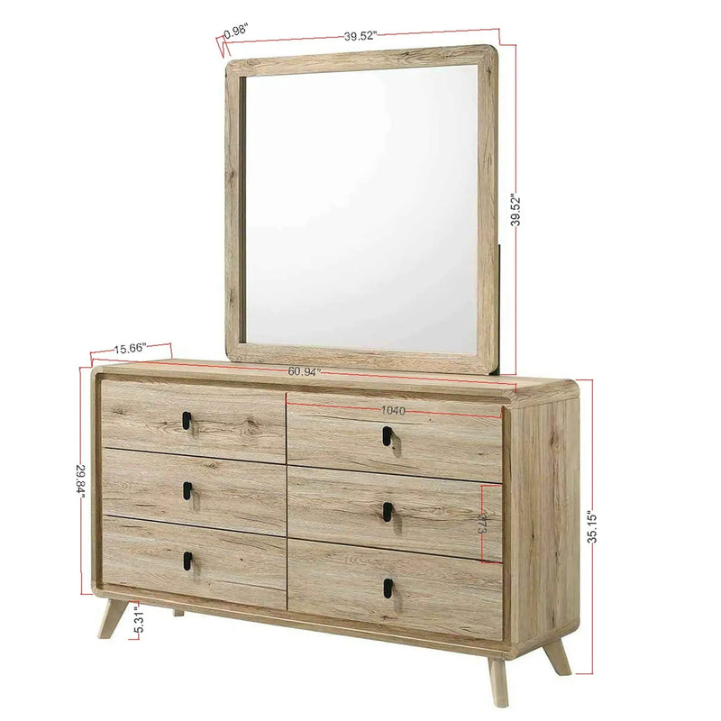 Dresser, 6 Drawers Storage - Beige by Unique Piece Furniture