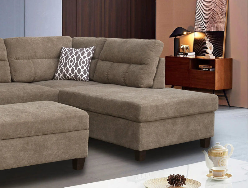 Diego - Fabric Sectional Sofa With Right Facing Chaise, Storage Ottoman, And 2 Accent Pillows by Unique Piece Furniture