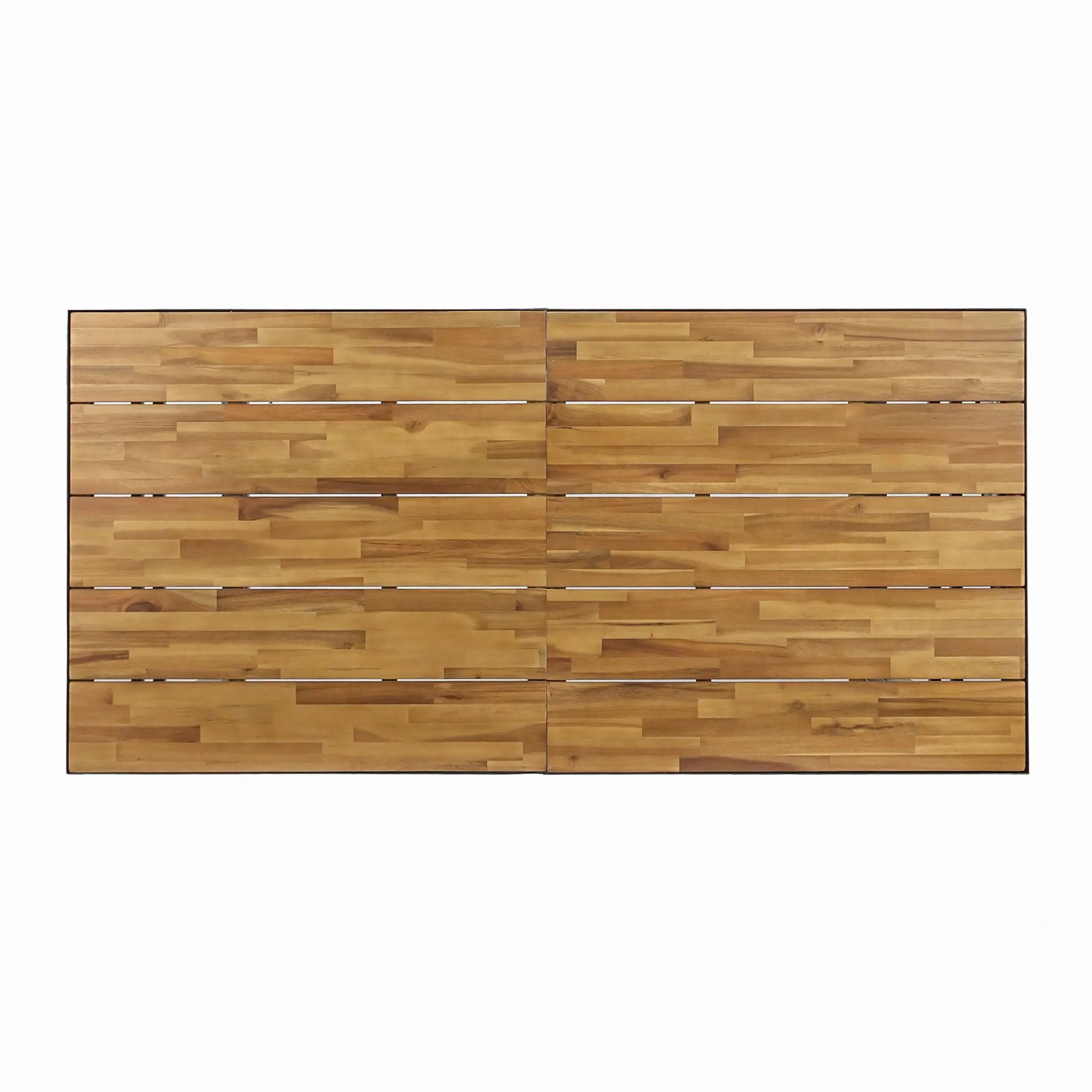 Outdoor Dining Table With U Shape Legs And Slat Top Table - Teak by HouseOfZazla