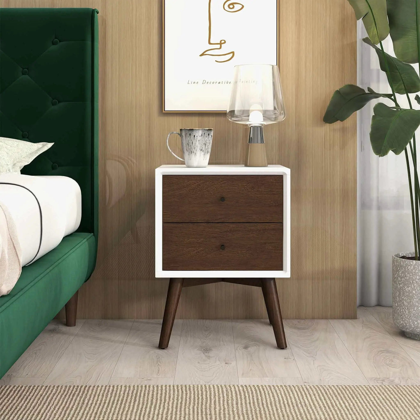 Caroline - Mid-Century Modern Style Night Stand 2 Drawer by HouseOfZazla