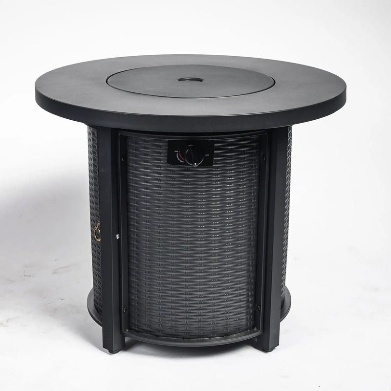 30" Propane Gas Fire Pit Table, 50000 BTU Round Steel Fire Pit by HouseOfZazla