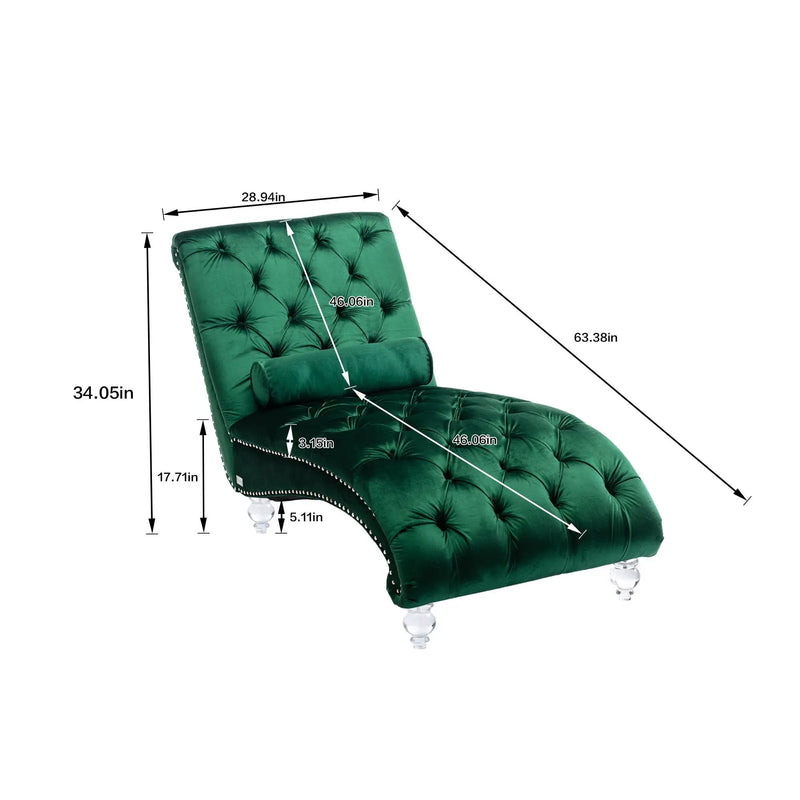 Chaise Lounge Indoor, Button Tufted Upholstered Chaise Lounge Chair With Pillow by Unique Piece Furniture