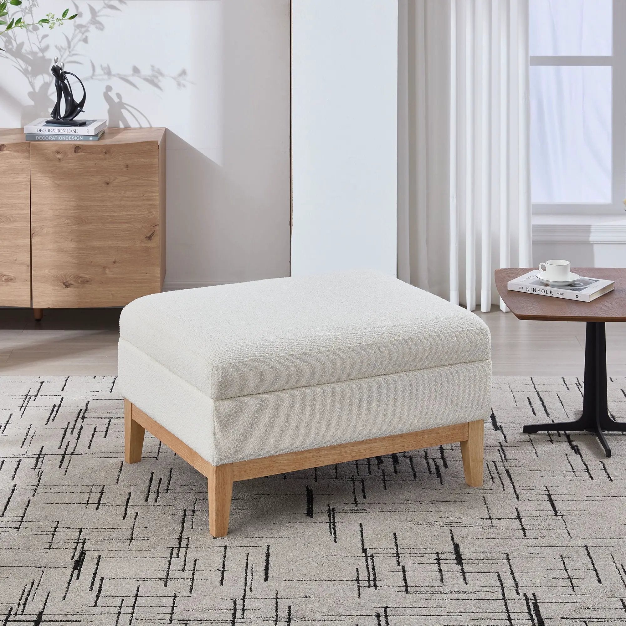 Upholstered Storage Ottoman With Reversible Lid Coffee Table, Foot Stool by Unique Piece Furniture